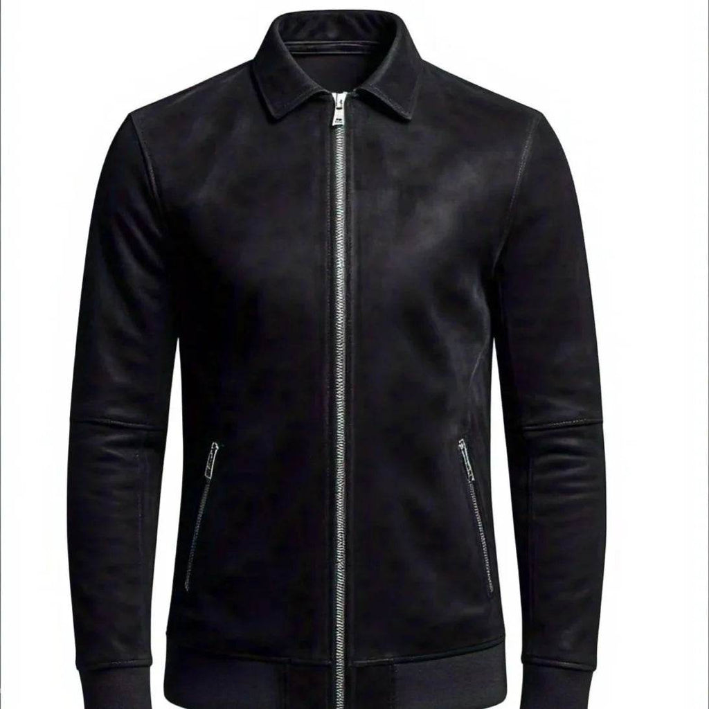 Black Sedu Jacket with Zipper Closure - Leathers Wear