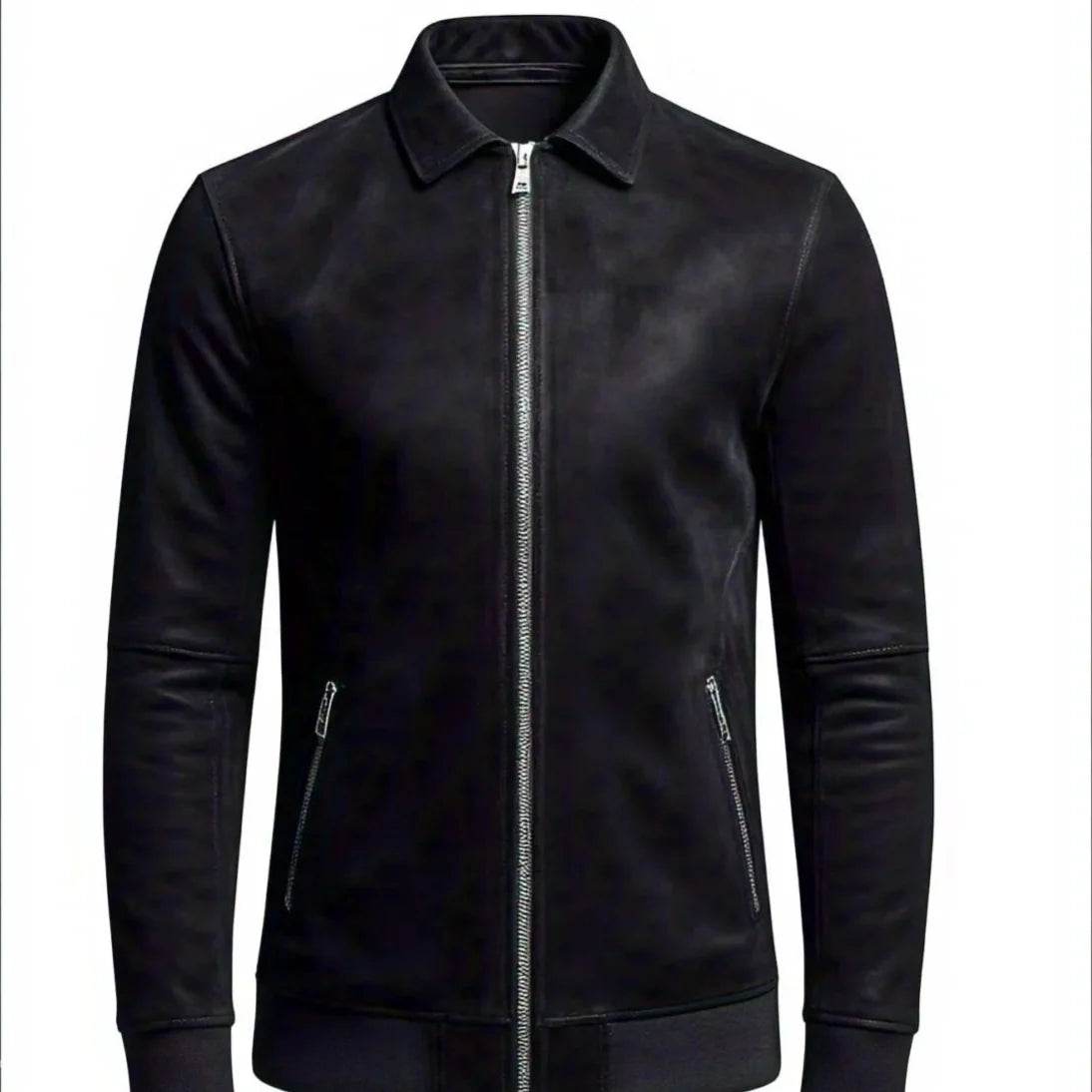 Black Sedu Jacket with Zipper Closure - Leathers Wear