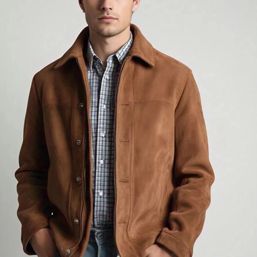 Men's Light Brown Suede Leather Jacket