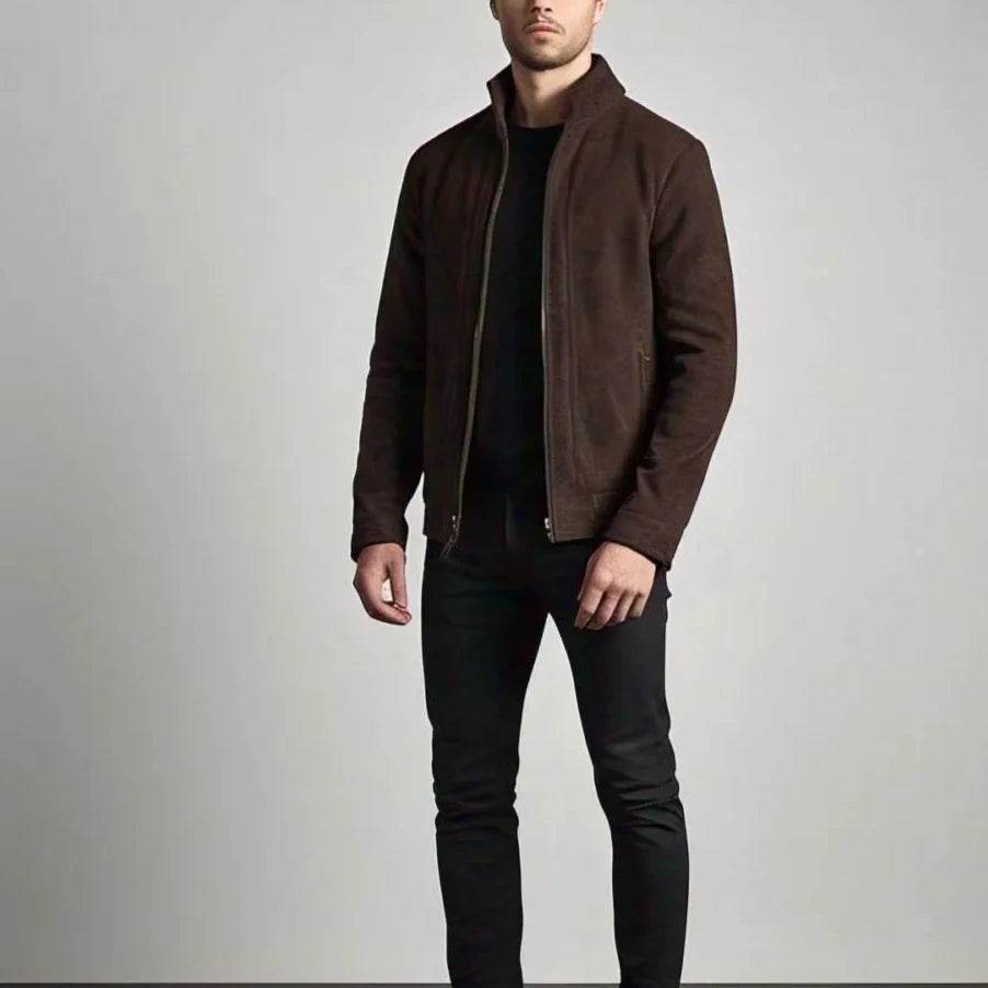 Brown Suede Leather Jacket - Leathers Wear