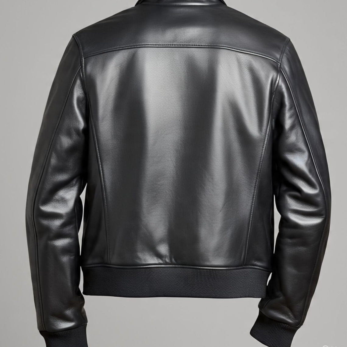 Men's Premium Black Leather Bomber Jacket