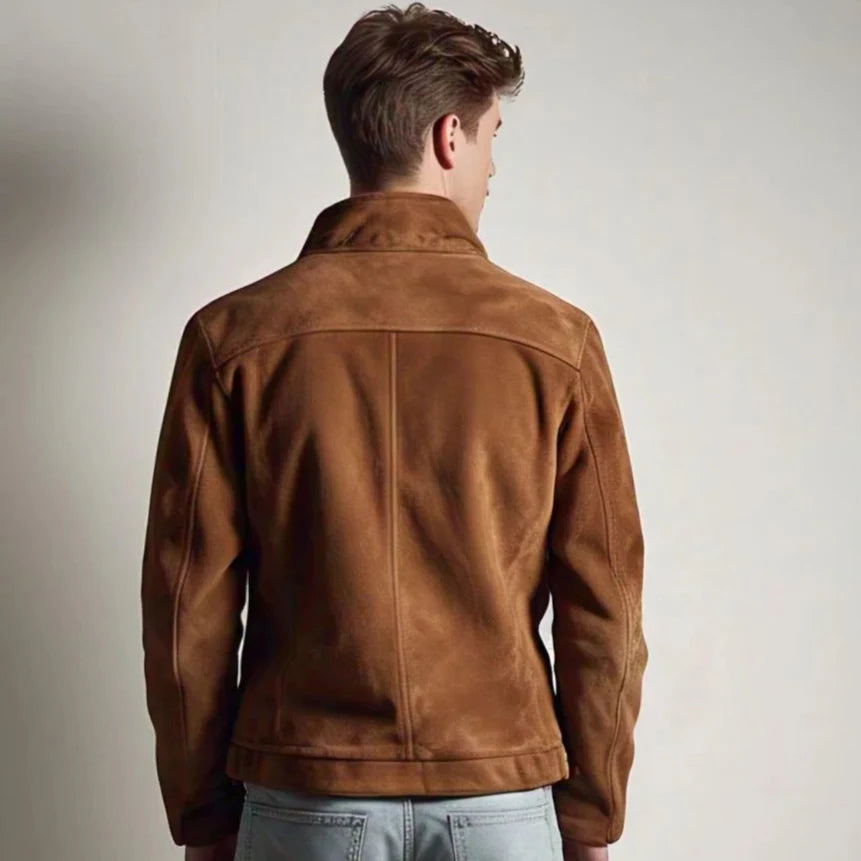 Men's Light Brown Suede Leather Jacket