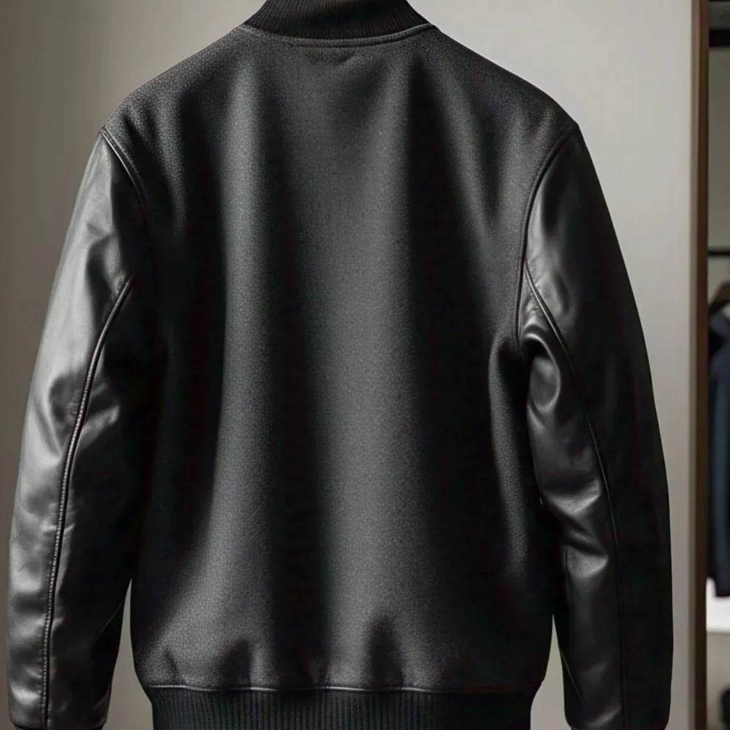 Black Unisex Letterman Jacket | Premium Wool and Leather - Leathers Wear